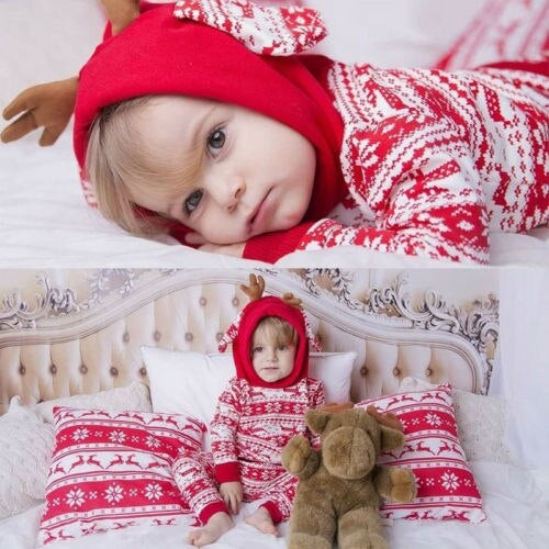 Cute Newborn Kid Baby Boy Girl Christmas Deer
