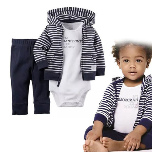 Infant Baby Boy Winter Coat+Romper+Pants