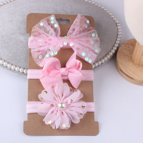 3PCs Baby Girl Toddler Lace Flower Hair Band