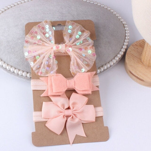 3PCs Baby Girl Toddler Lace Flower Hair Band