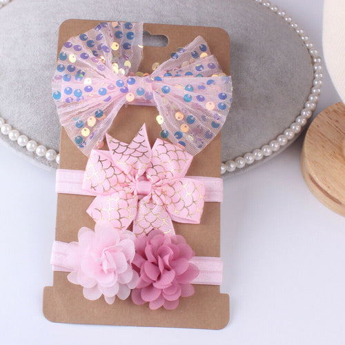 3PCs Baby Girl Toddler Lace Flower Hair Band