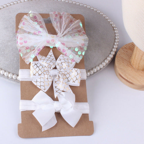 3PCs Baby Girl Toddler Lace Flower Hair Band