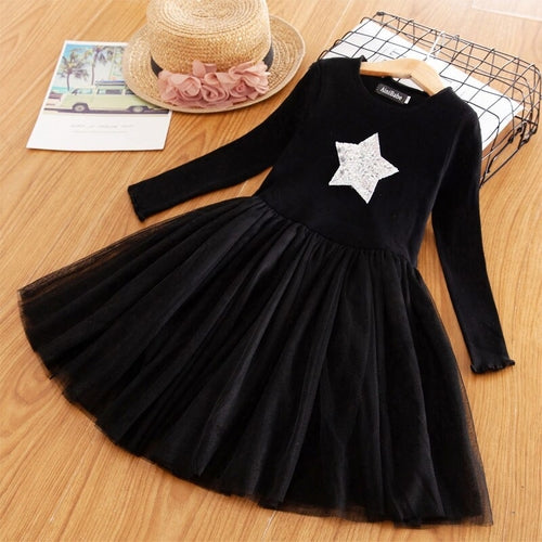 Baby Girls Long Sleeves Dress Sequins Star Party