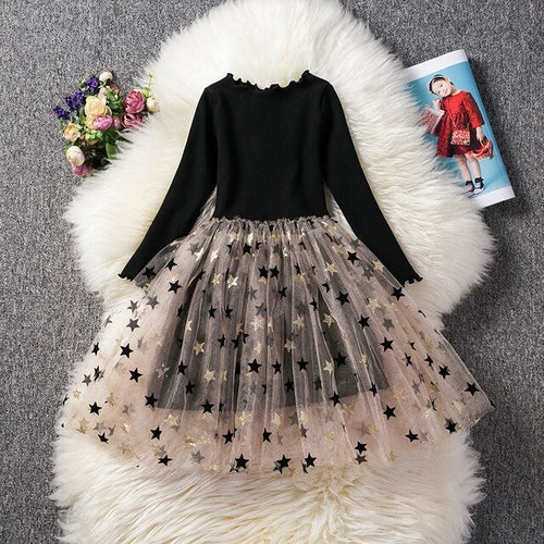 Baby Girls Long Sleeves Dress Sequins Star Party