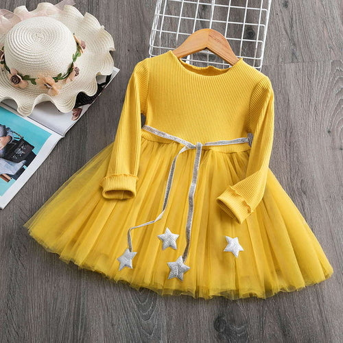 Baby Girls Long Sleeves Dress Sequins Star Party