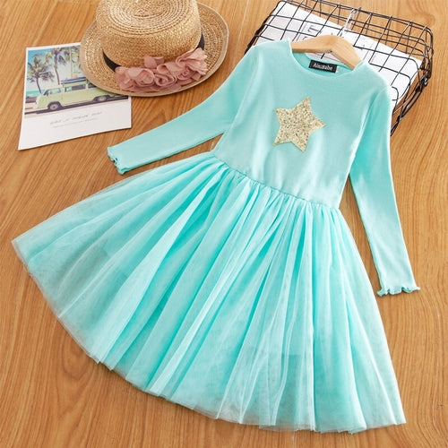 Baby Girls Long Sleeves Dress Sequins Star Party