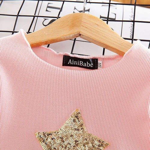 Baby Girls Long Sleeves Dress Sequins Star Party