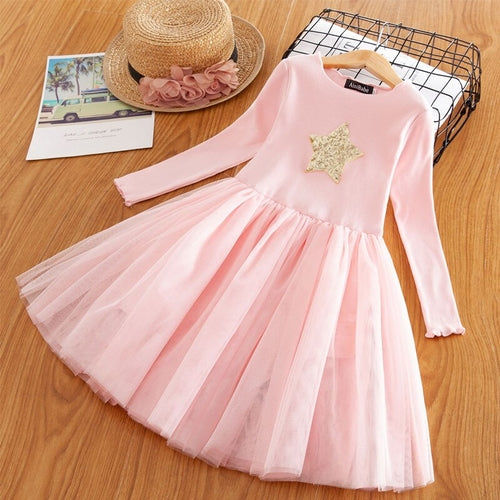 Baby Girls Long Sleeves Dress Sequins Star Party