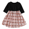 Baby Kid Girls Toddler Grid Long Sleeve Party