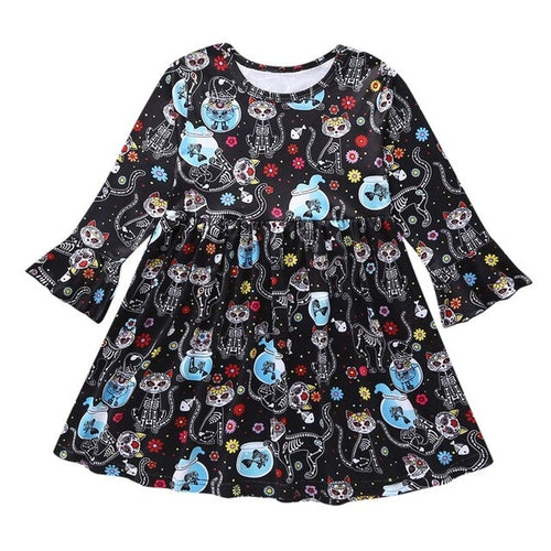 Baby Kids Girls Long Sleeve Skull Cartoon Printed