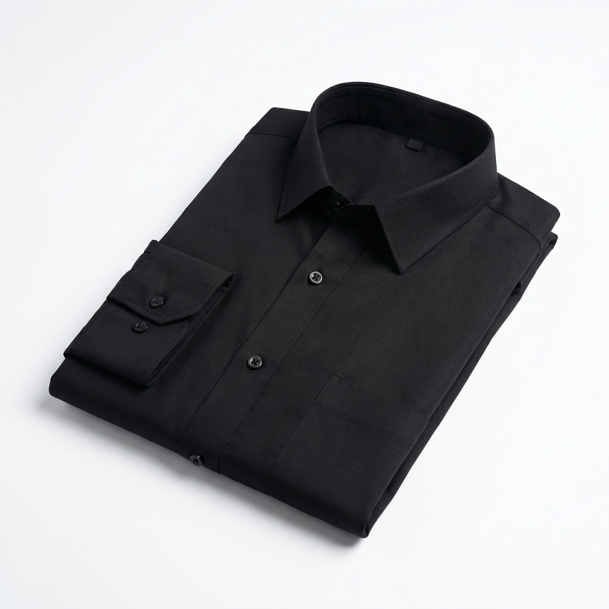 Men's Solid Cotton Casual Shirt - Black XL | Haya Al noor