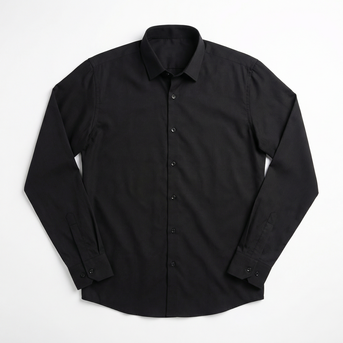 Men's Solid Cotton Casual Shirt - Black XL | Haya Al noor