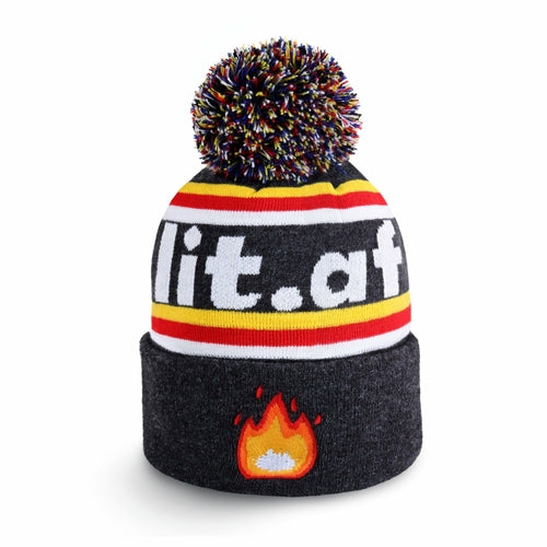 Aloha Pom Beanie for Winter – Knit Cuff Beanie with Pom