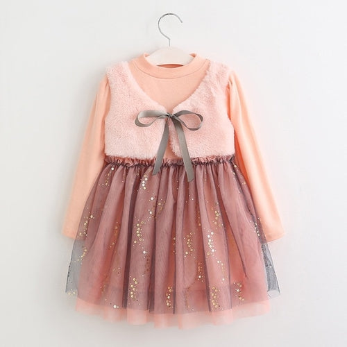 Cute Toddler Kid Baby Girl Solid Ruched Patchwork