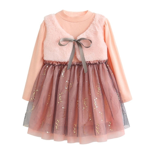 Cute Toddler Kid Baby Girl Solid Ruched Patchwork