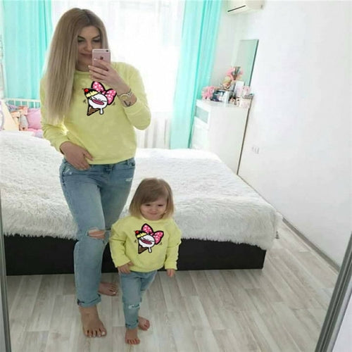 Mum and Baby Daughter Clothes Matching Shirts for