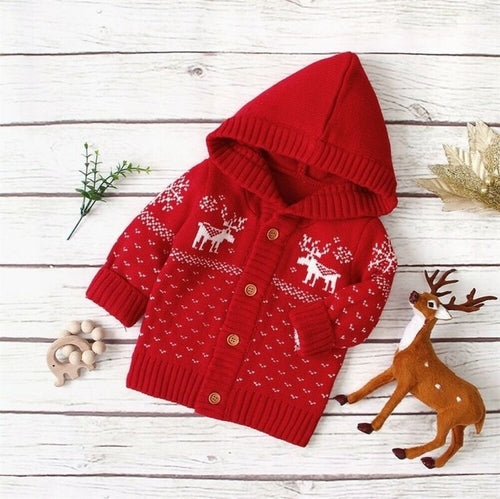 Newborn Baby Girl Boy Knitted Elk Hoodies Coat