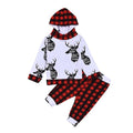 Newborn Infant Baby Christmas Cartoon Deer Plaid