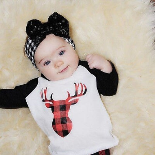 Reindeer Baby Boy Girls Long Sleeve T shirt Pants