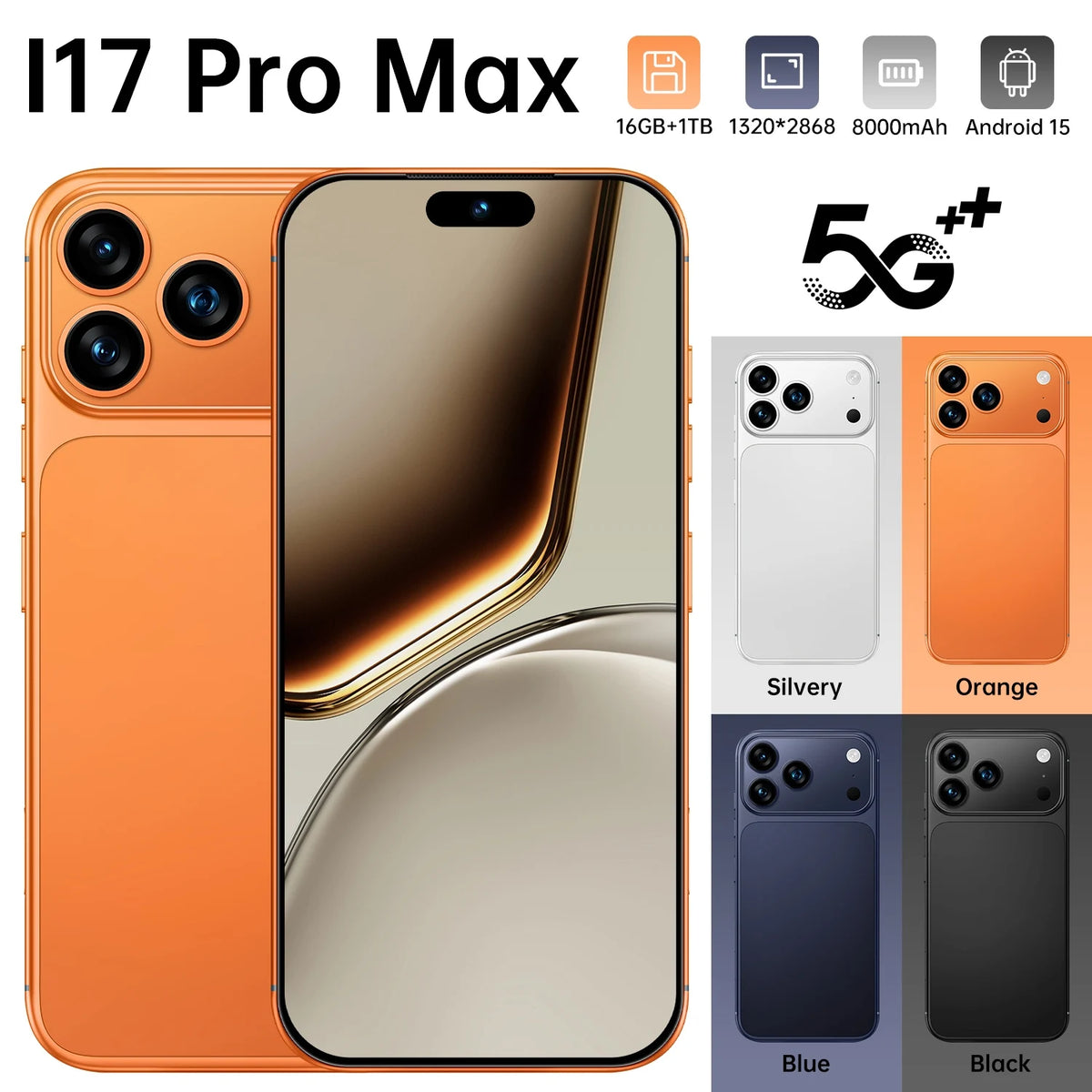 2026 global version Hot Sale i17 Pro max original HQ intelligent 4G 5G Snapdragon 8 Gen4 8000mAh battery dual card dual standby