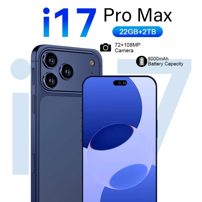 Hot High Quality iphone17 Pro Max Mobile Phones 7.3inch HD Global Version 8000mAh Battery Original Dual Card