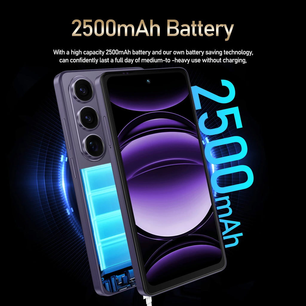 FUFFI Global Vision S25 Smartphone Android 2500mAh 8G RAM 256GB ROM 5.5 Inch 720x1612HD Cellphone 5+13MP 4G Network Mobile Phone
