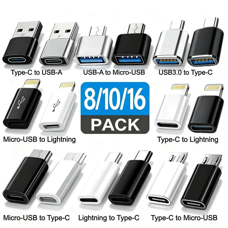 8/10/16pcs Multifunctional Adapter, Mobile Phone OTG The Conversion Interface Is Compatible with All System Versions, Applicable