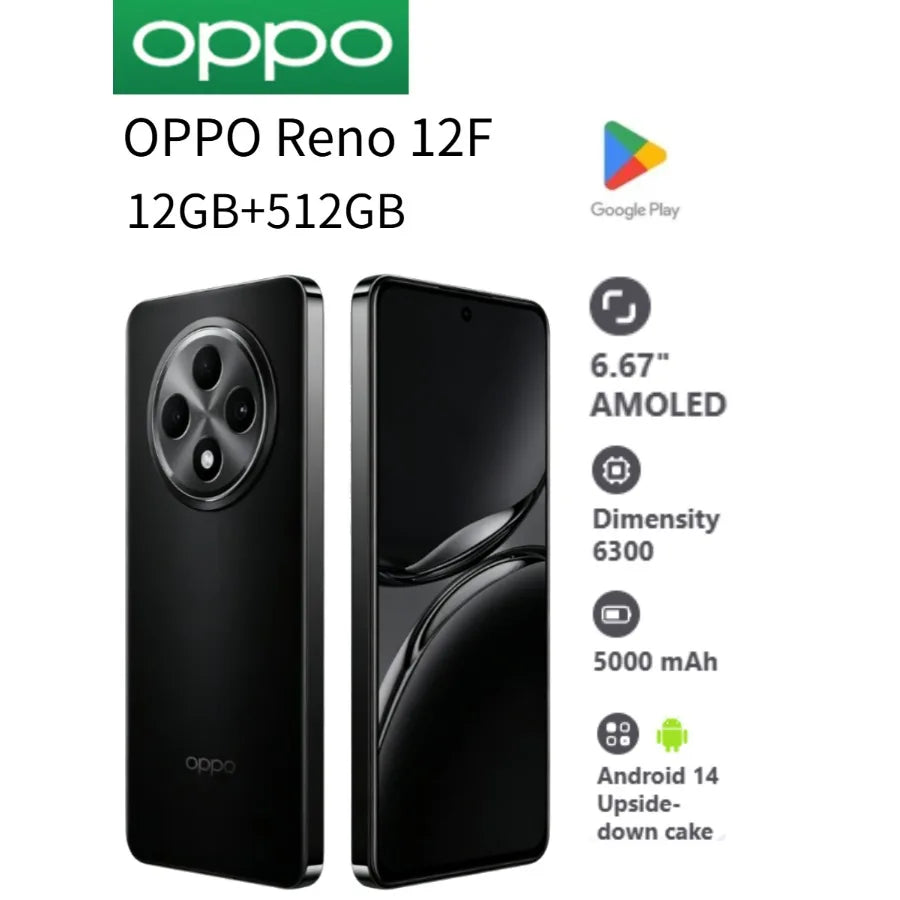2026 New Global Unlocked OPPO Reno12 F Dual SIM Cell Phone 6.67 Inch 120Hz HD AMOLED Large Screen 50MP Camera Android Mobile
