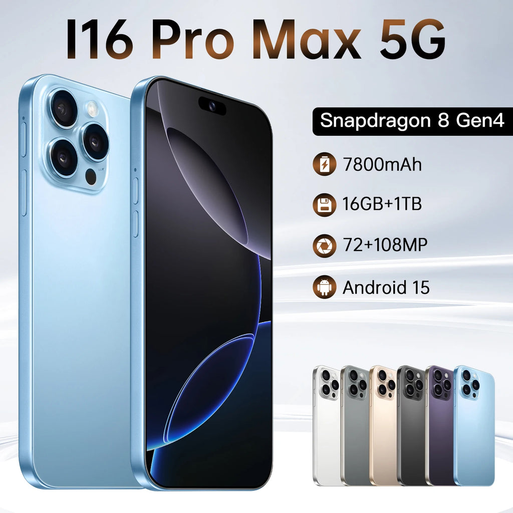 2026 Hot Sale I16 Pro Max High Quality Original Global Version Intelligent 4G Dual Card Mobile Phones 7800mAh Battery