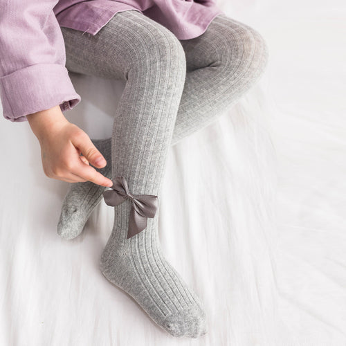 Toddler Baby Kid Girl Bow Stockings Solid Bow Warm