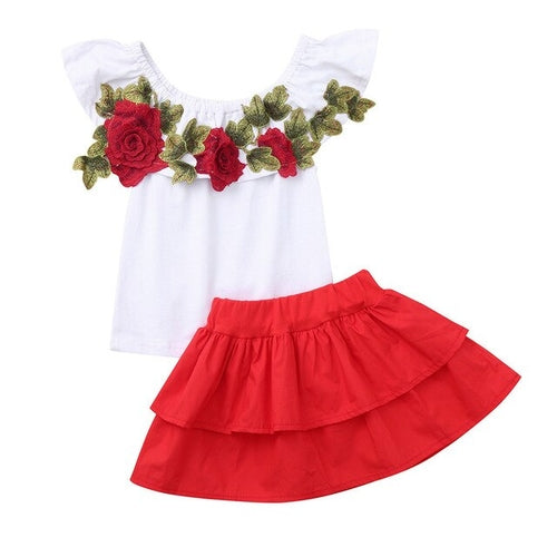 Toddler Baby Kids Girl Off Shoulder Embroidery
