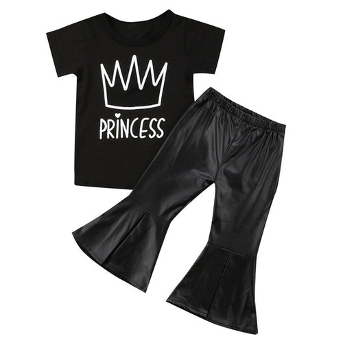 Toddler Baby Kids Girls Black Short Sleeve Tiara