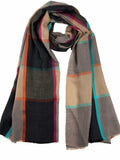 Blue and Beige Classic Wool & Silk Plaid Scarf