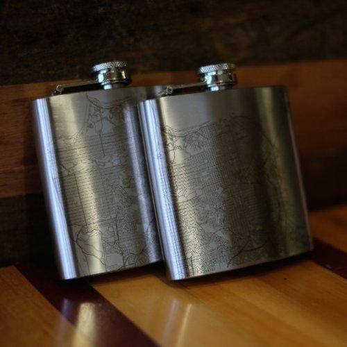 Aviston - Illinois Engraved Map Hip Flask