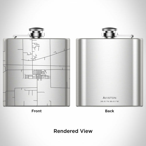 Aviston - Illinois Engraved Map Hip Flask
