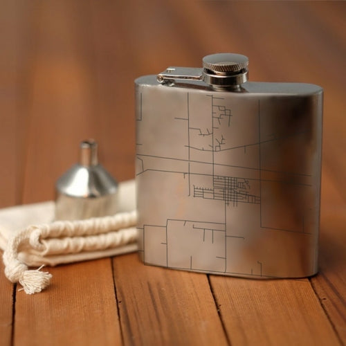 Aviston - Illinois Engraved Map Hip Flask