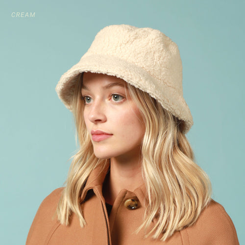Sherpa Bucket Hat for Winter – Cozy Fleece Bucket Hat with Adjustable