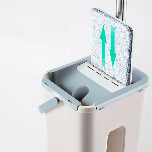 Flat Squeeze Magic Automatic Mop and Bucket - Self-Wringing Microfiber Floor Cleaning System