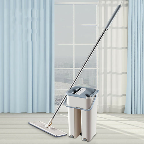 Flat Squeeze Magic Automatic Mop and Bucket - Self-Wringing Microfiber Floor Cleaning System