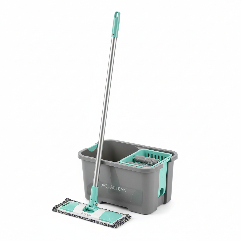 Flat Squeeze Magic Automatic Mop and Bucket - Self-Wringing Microfiber Floor Cleaning System