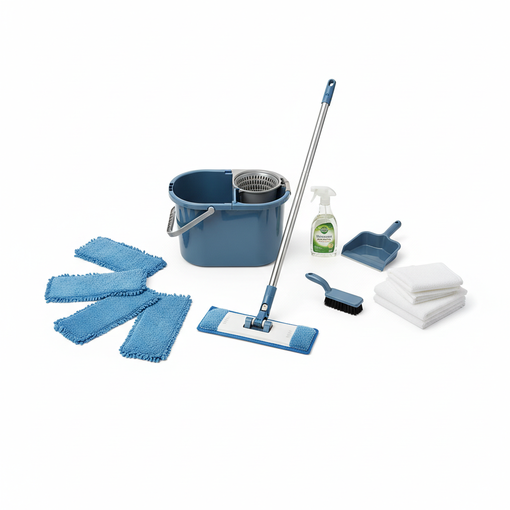 Flat Squeeze Magic Automatic Mop and Bucket - Self-Wringing Microfiber Floor Cleaning System